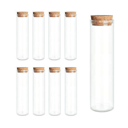 9-Pack 2.03 oz (60 ml) Glass Bottles & Test Tubes with Cork Stoppers – for Spell Jars, Spice Storage, DIY Favors, Travel Memories, Plant Propagation – Empty Recyclable Containers for Crafts, Kitchen