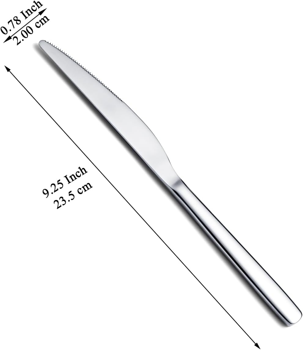 Dinner Knives Set of 12 Pieces, Stainless Steel Butter and Table Knives, Flatware Silverware Set, Dishwasher Safe