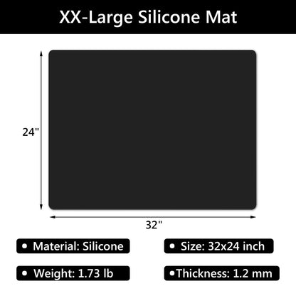 Gartful 2 Pack Silicone Mats for Countertop - 0.05" Thicker, 32" by 24" Extra Large Counter Table Protector, Heat Resistant Mat, Work Desk Pad, Non Skid Placemat, Multipurpose Mat, Pastry Mat, Black