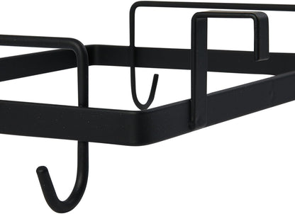 Sleek Black Metal Over-the-Door Trash Bag Holder for Home Organization