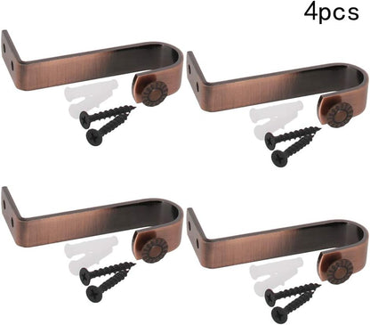 MroMax 4Pcs Curtain Rod Bracket - 85 X 35 X 20mm Wall-Mounted Iron Single Holder for 22mm Drapery Rod (Copper Red)