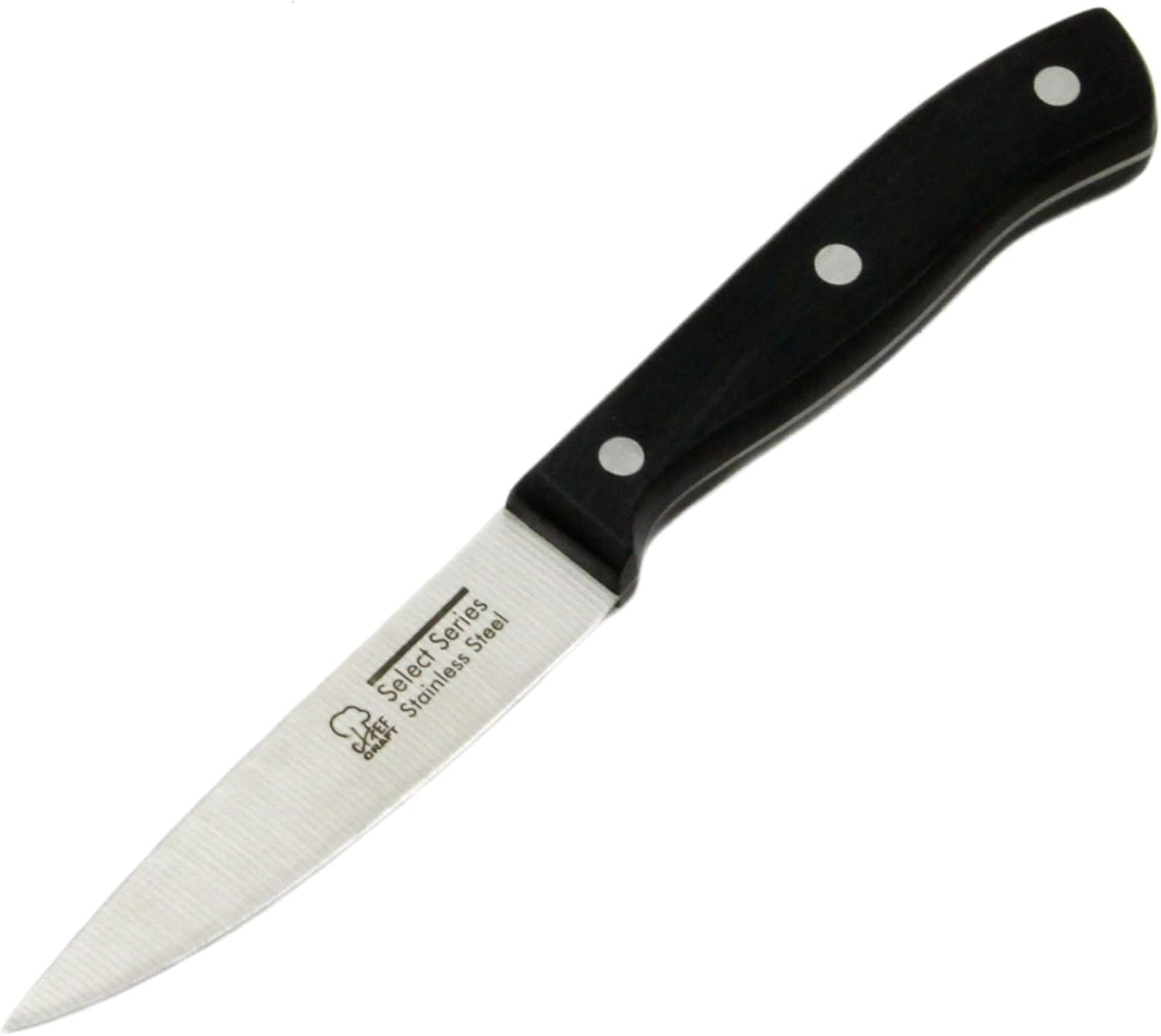 Chef Craft Select Paring Knife, 4 Inch Blade, 8 Inches in Length, Stainless Steel/Black