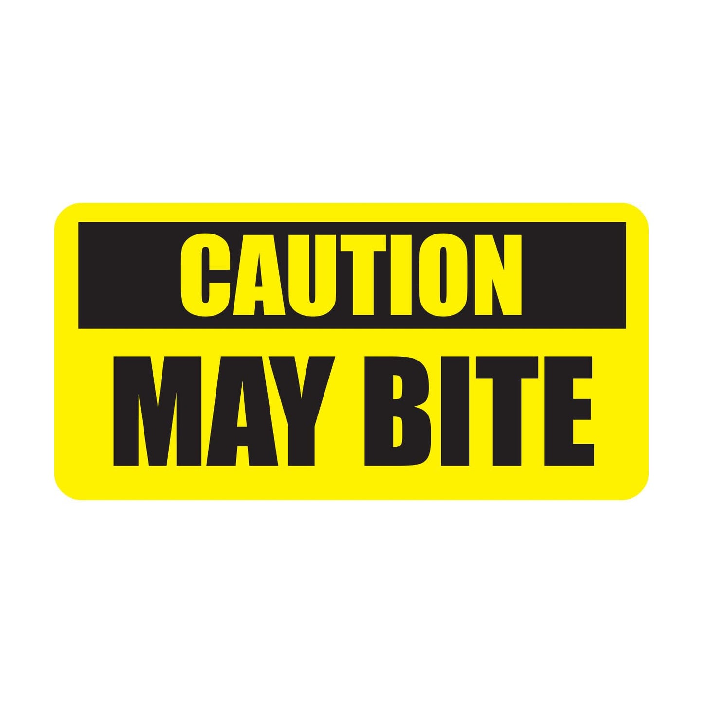May Bite Stickers, 1 x 2 Inch, Bright Yellow, 300 Pack