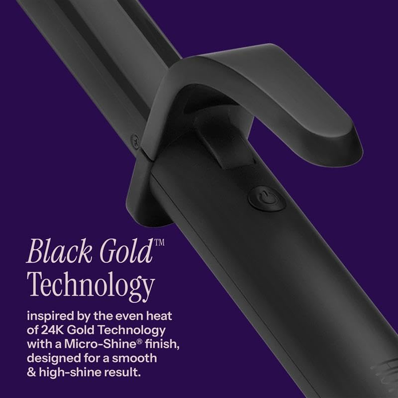 Hot Tools Pro Artist Black Gold Digital Salon Hair Curling Iron | Medium Loose Curls and Tousled Waves, (1-1/4 inch)