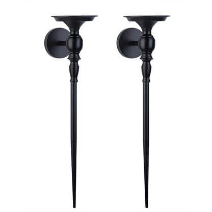 Wall Sconce Candle Holder Set of 2, Large Black Scepter Design Metal Wall Candle Holder, Home Wall Decoration for Living Room, Bathroom, Dining Room