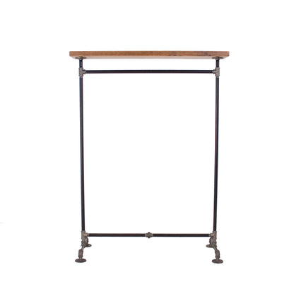 William Roberts Vintage Industrial Pipe Clothing Rack with Solid Wood Top Shelf, Black, 43" W x 64" H x 17" D
