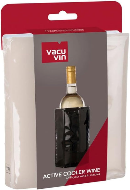 Vacu Vin Active Cooler Wine Chiller - Reusable, Flexible Wine Bottle Cooler - Black - Wine Cooler Sleeve for Standard