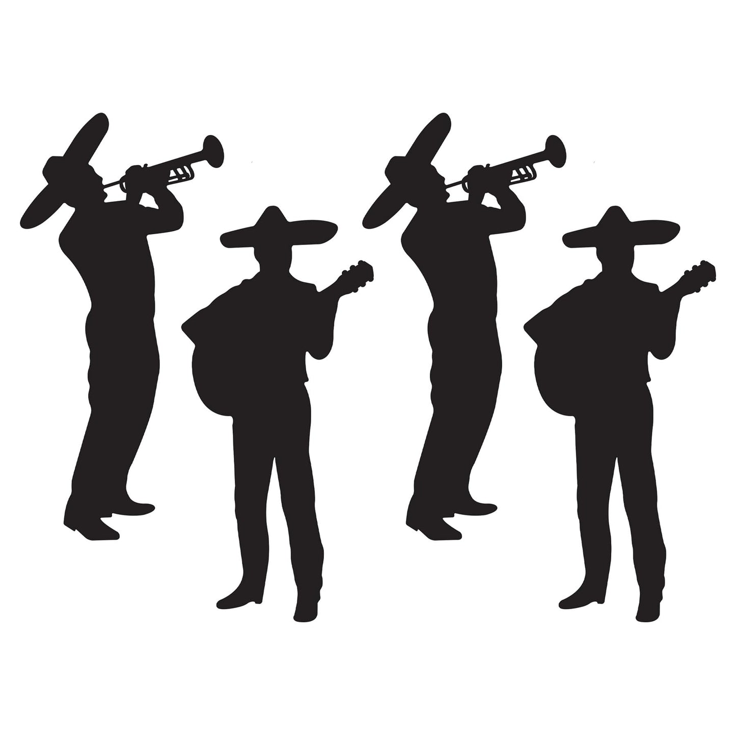 Beistle Mariachi Band Silhouettes, Set of 4- Fiesta Party Decor Props for Mexican Theme Celebrations, Musician Wall Art, and Cinco de Mayo and Taco Tuesday Decorations