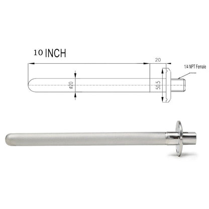 Stainless Steel 1.5" Tri-Clamp Ferrule Diffusion Stone,1.5 Inch Tri Clamp Carbonation 2 Micron Aeration Stone,Male Connect 1/4" NPT CO2 inlet,10" Length for Brew Aeration Equipment