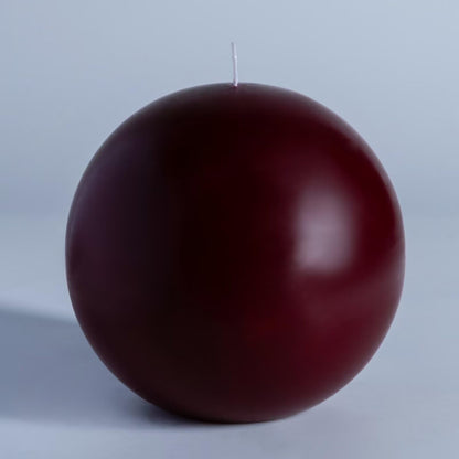MOZEAL Hand-Poured, 6 Inch Burgundy Large Round Ball Candles - Elegant Burgundy Round Pillar Candles, Dripless, Unscented, Smokeless, Ideal for Intimate Gatherings.