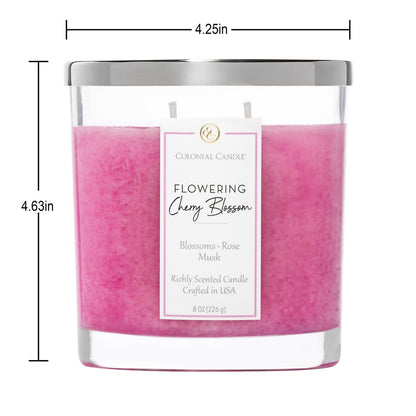 Colonial Candle Flowering Cherry Blossom Scented Candle Jar, Highly Fragranced Candles for Home Scented, Mottled Wax Candle, 2 Wick, 8 oz - Made in the USA