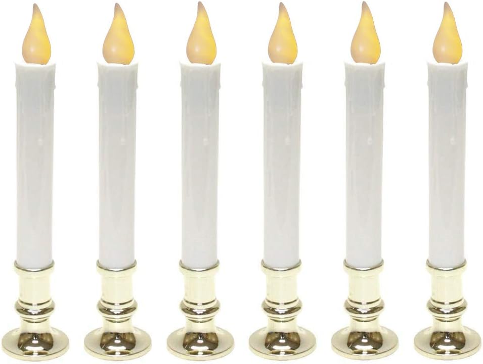 Gerson 9 Inch Battery Operated Candolier Candle Lamp with Timer, 6 Pack