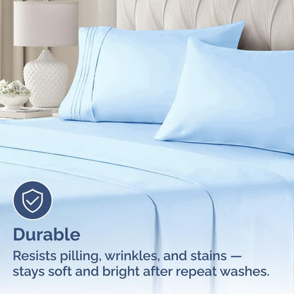 Queen Pillow Cases by [Brand Name] - Ultra Soft Hotel Quality - Wrinkle Free & Fade Resistant - Light Blue, Set of 2
