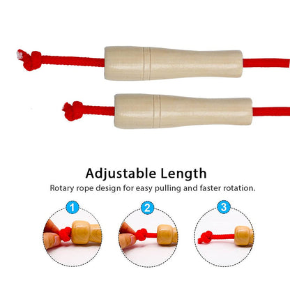 Double Dutch Jump Rope 16 ft 2 Pack, Adjustable Long Skipping Rope with Wooden Handle, Multiplayer Team Jumping Rope for Kids Adults, Long Enough for 5-6 Jumpers