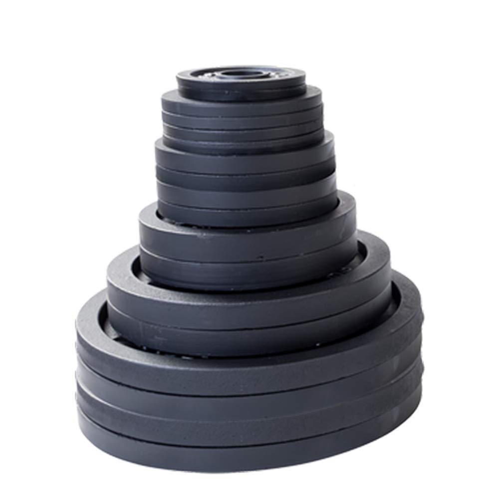 Body-Solid (OSB455) Cast Iron Olympic Weight Plate Set, Free Weights Dumbbell Plates with 2 Inch Standard Hole for All Olympic Barbell Types, 455 lb Total Weight Sets, Black