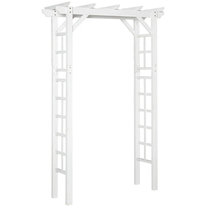 85" Wooden Garden Arbor for Wedding Ceremony, White Outdoor Arch Trellis for Climbing Vines, Heavy Duty Wood Frame for Garden, Patio, Backyard Decor