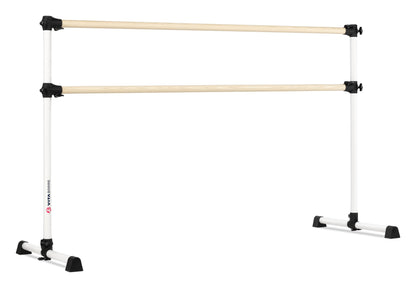VITA Barre Portable Freestanding Double Ballet Barre, Prodigy, 6 Ft Bars, White | Adjustable Height, USA Made, Home or Gym Exercise Equipment for Kids & Adults | Dance, Fitness, Pilates