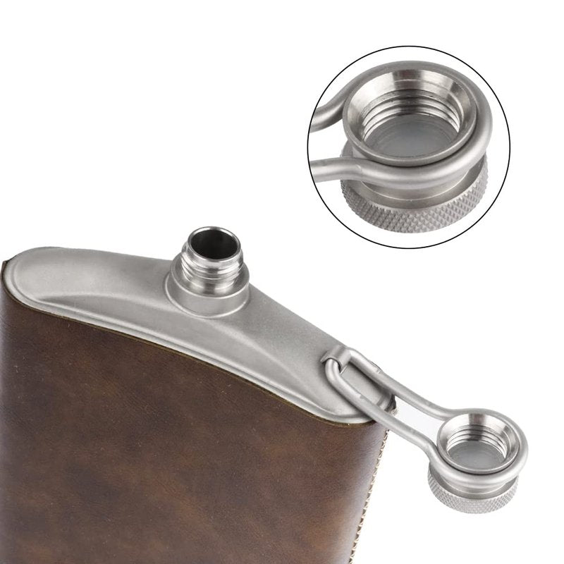 SILVERANT Titanium Ultralight 7.44oz/220ml Hip Flask Canteen, Lightweight Compact Outdoor Flask, Limited Edition With Leather Case & Funnel