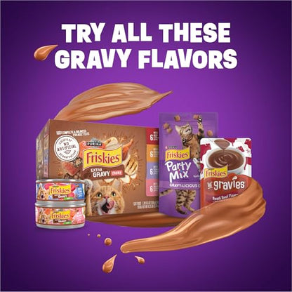 Purina Friskies Dry Cat Food Gravy Swirl'd With Flavors of Chicken, Salmon and Gravy - 3.15 lb. Bag