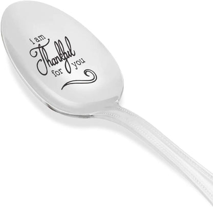 Personalized Hand Stamped Teaspoon Gift - I am Thankful for You, Inspirational Saying, Thanksgiving Gift