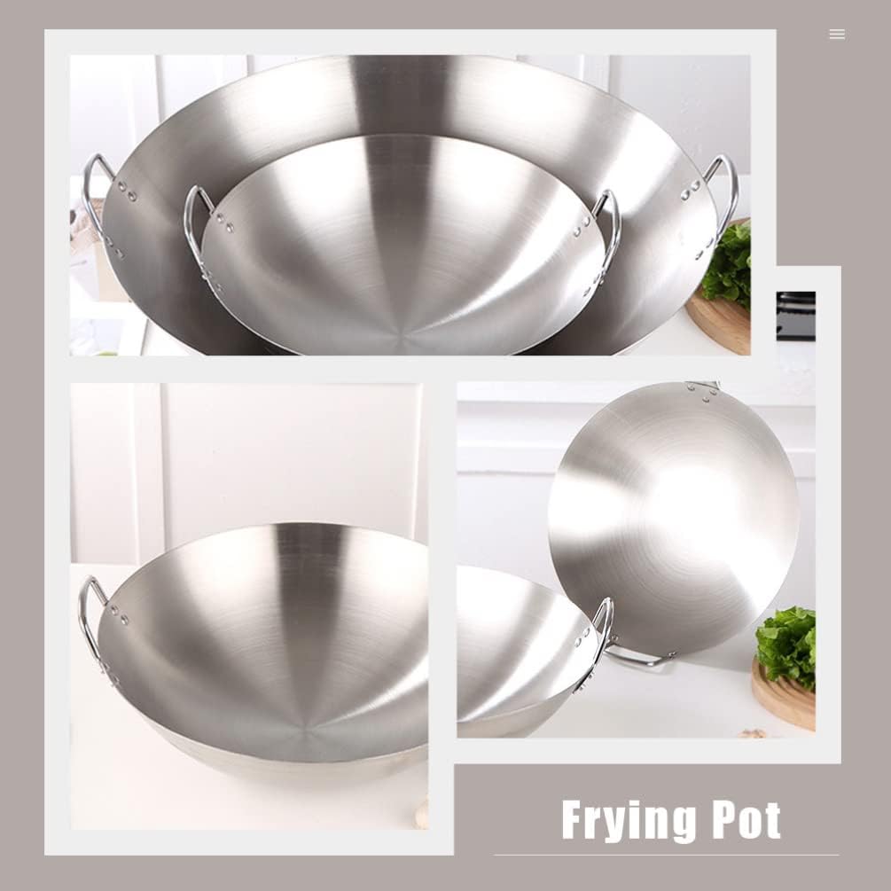 DOITOOL Stainless Steel Wok, 11 Inch Non-Stick Frying Pan, Dual Handle Kitchen Cookware