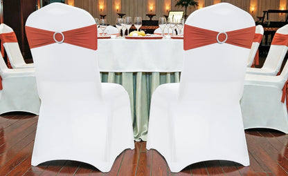 MDS Spandex Chair Sashes - Premium Stretch Covers with Buckle Slider | Universal Fit for Weddings & Events - Terracotta
