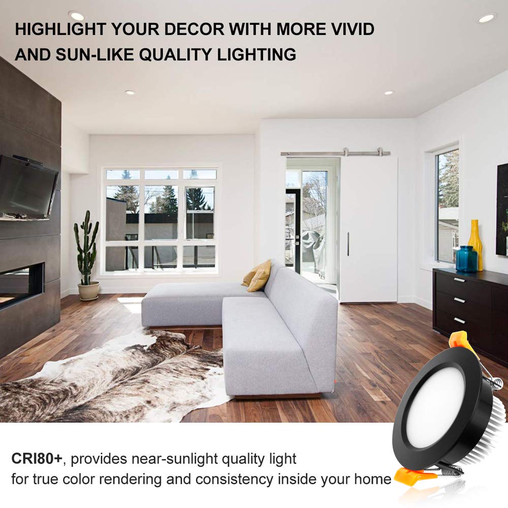 YGS-Tech Smart 3 Inch LED Recessed Lighting RGB WiFi Downlight, 5W Compatible with Alexa and Google Home, Dimmable RGB & CCT 2700-6500K Color Changing, 120V Ceiling Light with LED Driver (4 Pack)