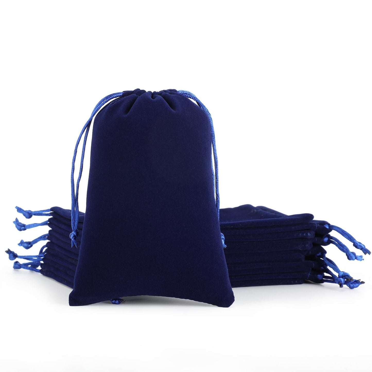 Tapleap Velvet Bags, 12Pcs Blue Jewelry Pouch, 7x10 with Drawstring, Travel, Memorial Day, For Wrapping Gift, Toys, Tourism Storage, Board Game