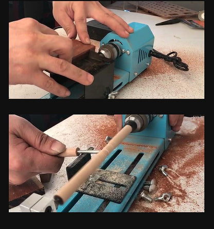 BACHIN Mini Lathe Wood Lathe Machine Multi-Purpose Type Lathe with Wood Lathe Milling Accessories, for Wood Polishing, Grinding, Cutting and Milling ，2.76 in x 6.3 in, 24VDC 96W，7 Speeds