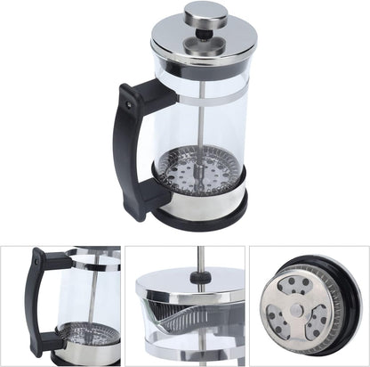 French Press Coffee Maker, 11.8oz Borosilicate Glass Carafe with Triple Filters for Espresso and Tea