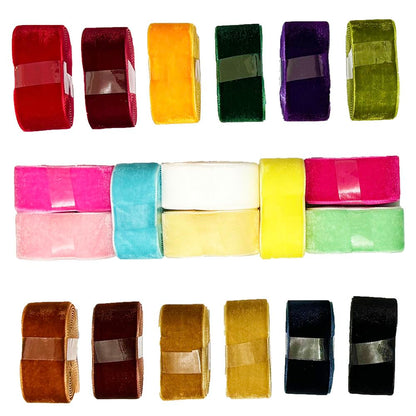 Cuncuny Velvet Ribbon Holiday Party Christmas Wedding Handmade DIY Craft Decor Box Wrapping Velvet Ribbon (Mixed Colors,1''(25mm))