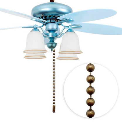 Ceiling Fan Pull Chain Extenders 4‑Pack – Four 39-Inch (1 Meter) Antique Brass Beaded Chains with Connectors, Fan and Light Pull Chain Extension for Fixtures