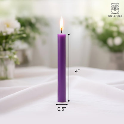 SOUL STICKS Confidence Magic Spell Color Chime Candles 20 Pack - Ideal for Altar, Rituals, Ceremonies, Meditation Purple Taper Candle for Witchcraft Supplies, Wiccan Supplies, Candles Clearance