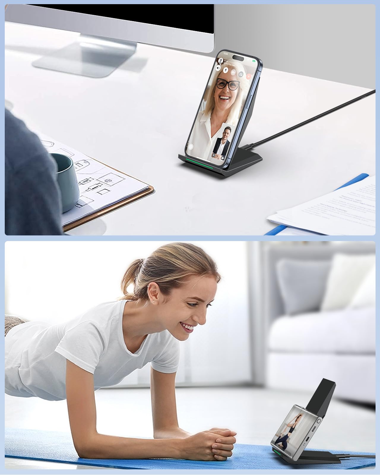 Fast Wireless Charger, [2 Pack] NANAMI Qi Certified Wireless Charging Stand Compatible iPhone 17/17 Air/17 Pro/17 Pro Max/16/15/14/13/12, Phone Charger for Galaxy S25/S24/S23/S22 and Qi-Enabled Phone