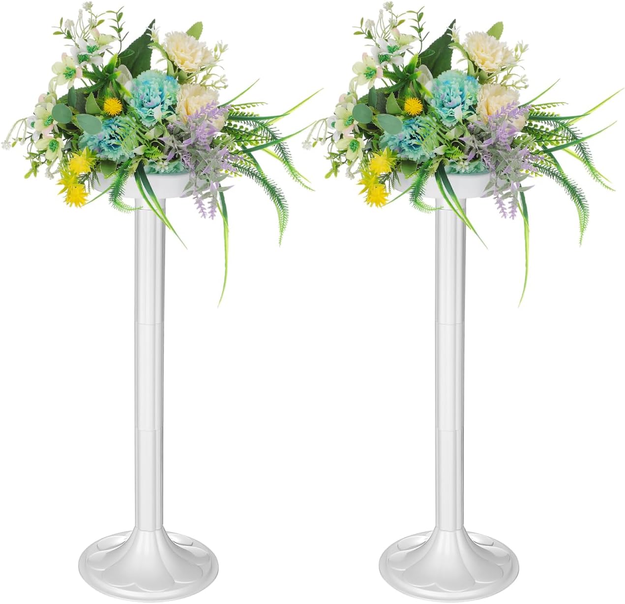 2 19.7 Inch Abaodam Pcs Wedding Flower Stand Roman Pillar, White Decorative Columns for Road Lead, Flower Arrangement