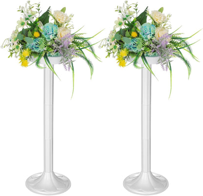 2 19.7 Inch Abaodam Pcs Wedding Flower Stand Roman Pillar, White Decorative Columns for Road Lead, Flower Arrangement