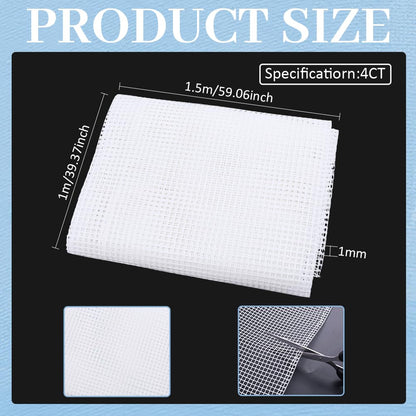 PH PandaHall 4CT Blank Rug Hooking Mesh 59x39 Inch Wide White Latch Hook Canvas Carpet Knitting Mesh Cloth Crocheting Tools for DIY Rug Tapestry Canvas Embroidery Woven Craft Projects Making