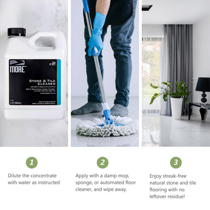 MORE - Stone & Tile Cleaner - Grout & Floor Cleaner for Natural Stone, Marble, Concrete, Ceramic, & Porcelain - Water-Based Grout Cleaner for Tile Floors - Concentrated Formula - pH Neutral - 32oz