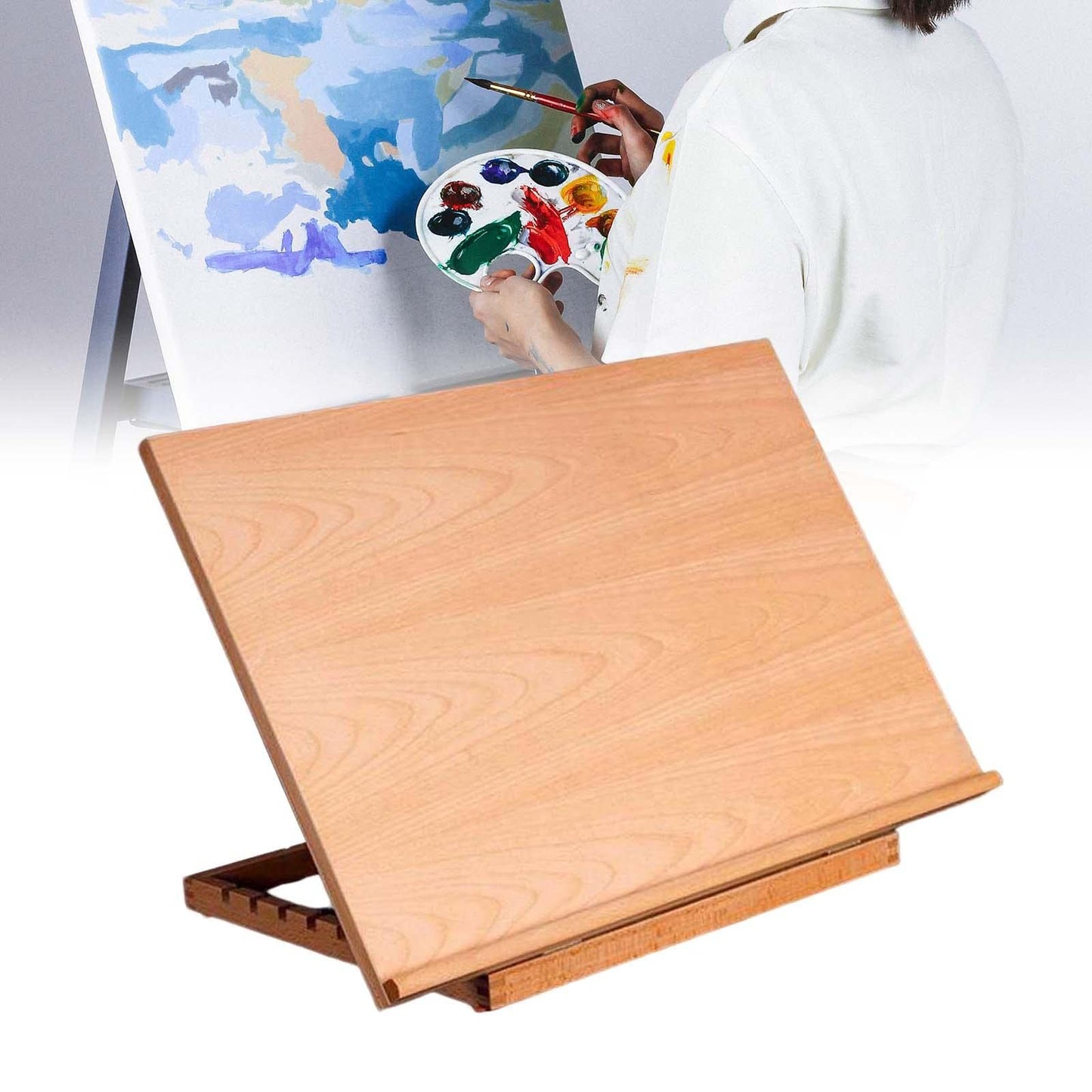 Portable Painting Easel Reading Rack Artist, Support Lightweight Desktop Foldable Wood Retro Style, Holder, Drawing Board for Sketching/1932