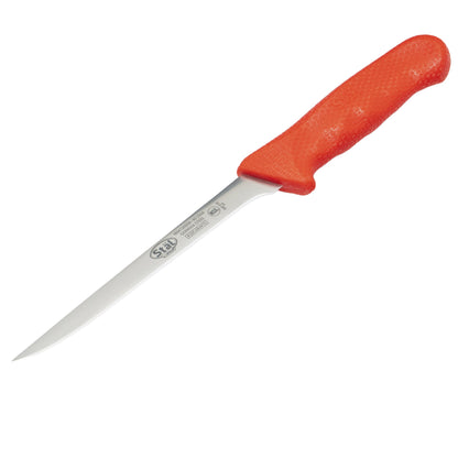 Winco 6" Commercial-Grade German Steel Boning Knife, Narrow, Red
