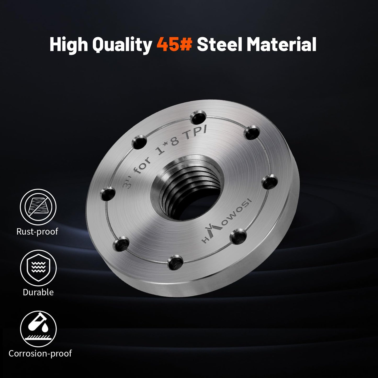 HAowosi 3" Steel Wood Lathe Faceplate,Faceplate for Wood Lathe,Lathe Face Plate Fit for 1" x 8TPI Spindle without Screwchuck