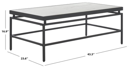 SAFAVIEH Home Collection - Acelin White Faux Marble Top & Black Metal Base Rectangular Coffee Table (COF7017A)