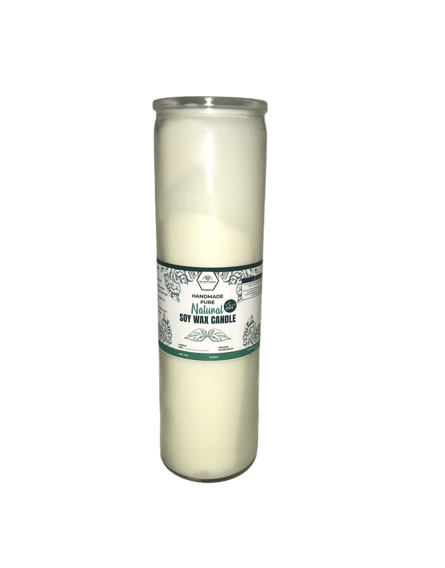 7 Day Prayer Candle | Alter | Glass Unscented Natural Pure Organic Plant-Based Dye Free Soy Wax 2 inches x 9 inches Pillar Candle