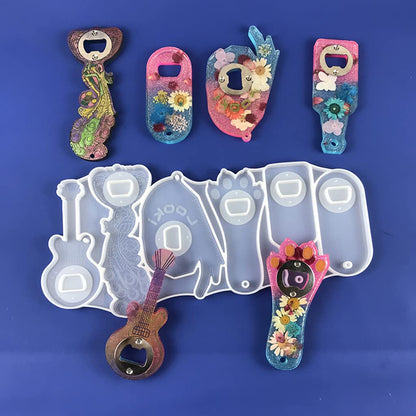 Epoxy Resin Mold Beer Opener Corkscrew Bottle Opener Silicone Mould Crafts Jewelry Keychain Making Tool Bottle Opener Epoxy Resin Mold (B)