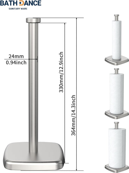 Paper Towel Holder Countertop, Standing Weighted Base Non-Slip Dispenser for Most Size Paper Rolls, Stainless Steel