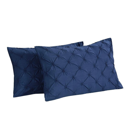 Vaulia Lightweight Microfiber Decorative Pillow Shams, Pinch Pleat Design Standard Size 20"x 26", Navy Blue 2 Pack