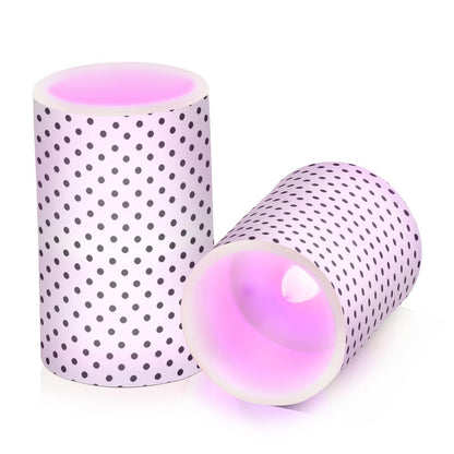 Gravopti Black White Polka Dot Flameless LED Pillar Candles Set, Battery Operated with Remote Timer, 3" x 5" & 3" x 4" Indoor Outdoor Decor (2 Pack)