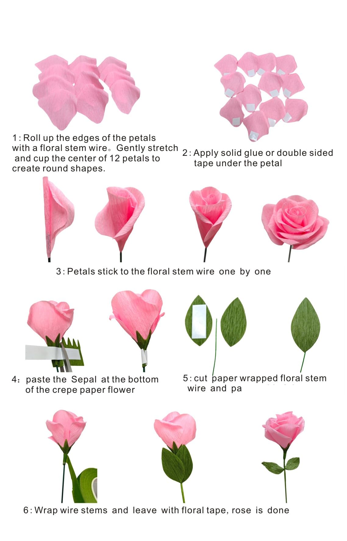 Mybbshower Dusty Pink Crepe Paper Rose Craft Kit for Weddings Home Decor Gift Giving Handmade DIY Gift Wrapping Paper Crafts Birthday Wedding Holiday Paper Flower Set of 18