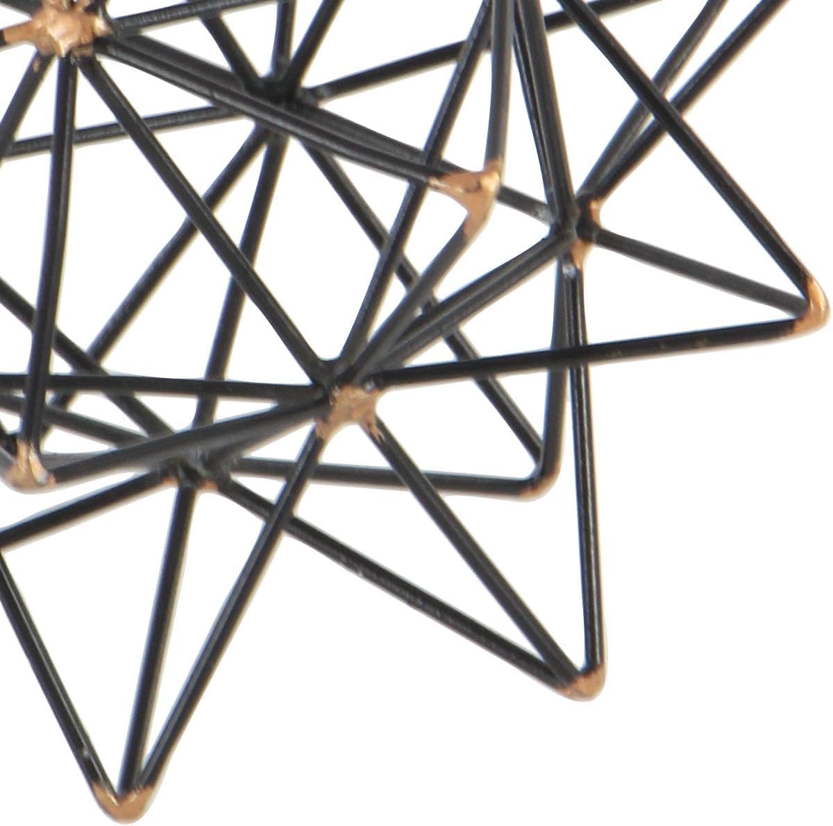 Deco 79 Metal Geometric Decorative Sculpture Home Decor Statue with Gold Accents, 7" x 7" x 7", Black