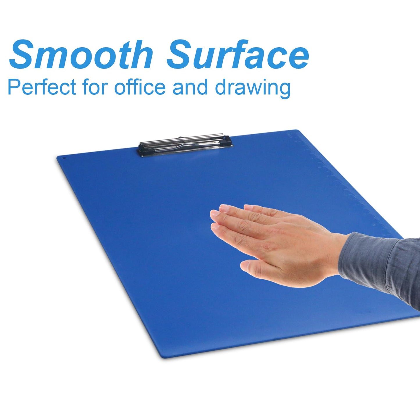 Acocony 11x17 Clipboard Vertical with Ruler Extra Large Clipboard Low Profile Clip 11 x 17 Clipping Board Plastic Blue Pack of 1